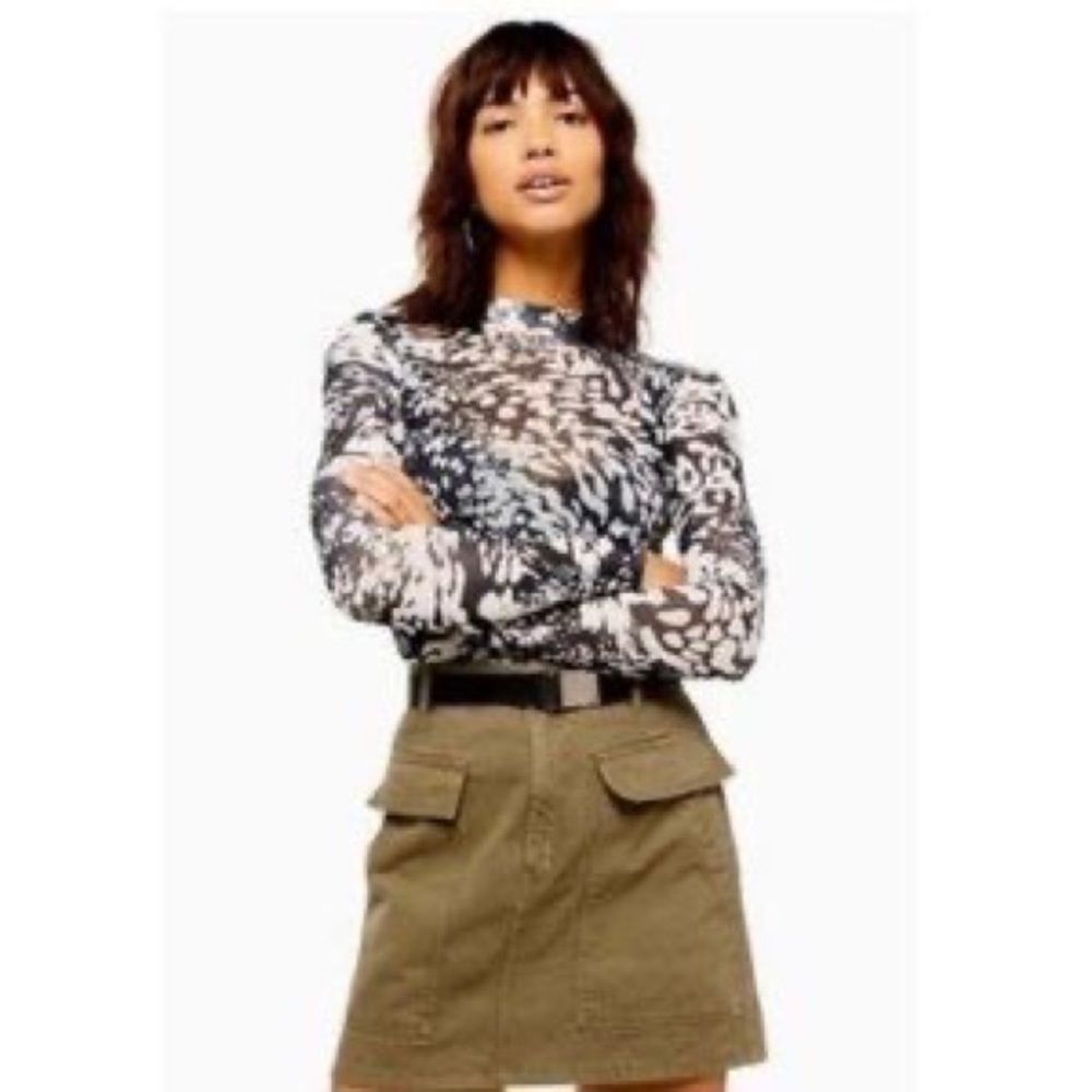 Topshop Olive Green Utility Mini Skirt